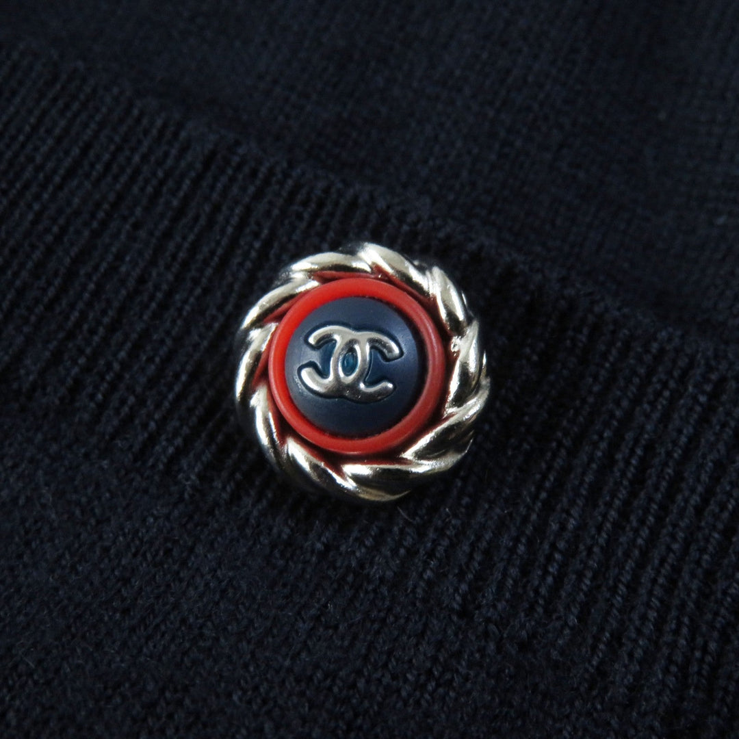 CHANEL knit 19B P62251 Main: 100% wool Navy Women 38 Used Authentic