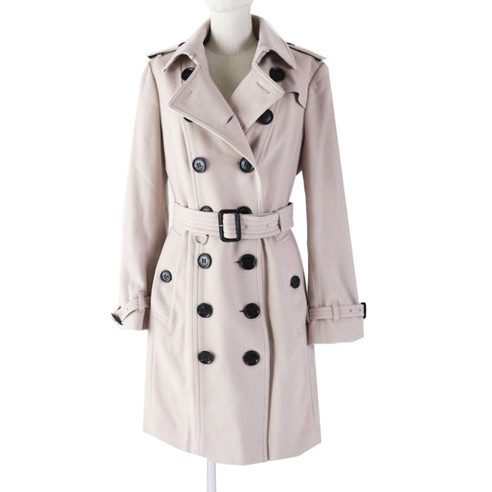 BURBERRY trench coat Outer: 100% cashmere, Lining: 100% cupra, Part: 100% wool, Sleeve lining: 100% viscose Light pink beige SANDRINGHAM Sandringham Women 44 Used Authentic