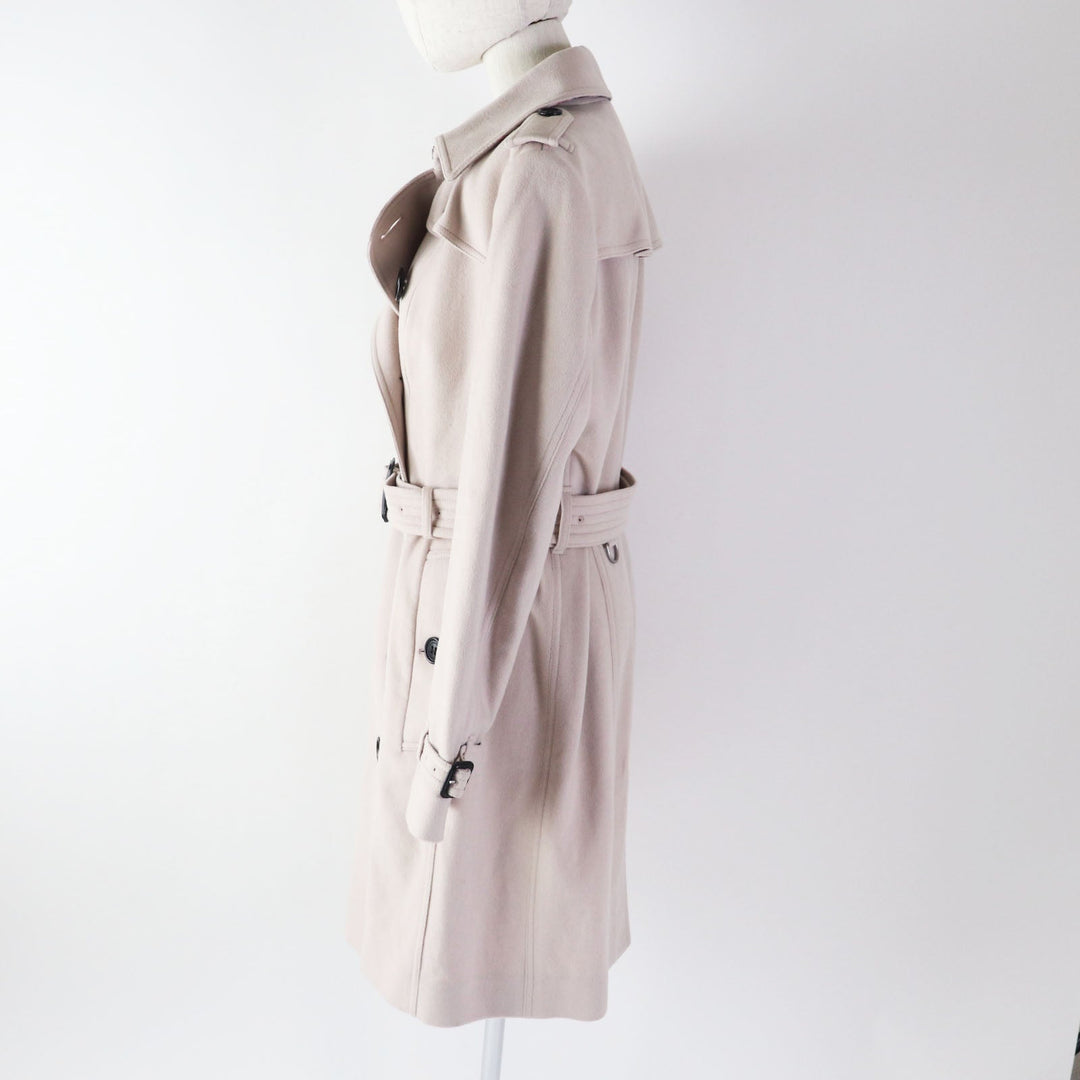 BURBERRY trench coat Outer: 100% cashmere, Lining: 100% cupra, Part: 100% wool, Sleeve lining: 100% viscose Light pink beige SANDRINGHAM Sandringham Women 44 Used Authentic