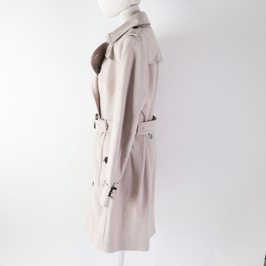 BURBERRY trench coat Outer: 100% cashmere, Lining: 100% cupra, Part: 100% wool, Sleeve lining: 100% viscose Light pink beige SANDRINGHAM Sandringham Women 44 Used Authentic