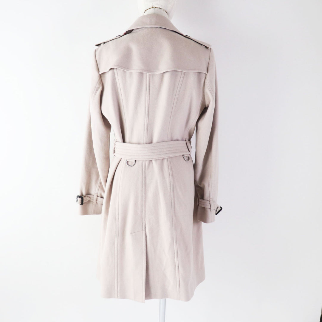 BURBERRY trench coat Outer: 100% cashmere, Lining: 100% cupra, Part: 100% wool, Sleeve lining: 100% viscose Light pink beige SANDRINGHAM Sandringham Women 44 Used Authentic