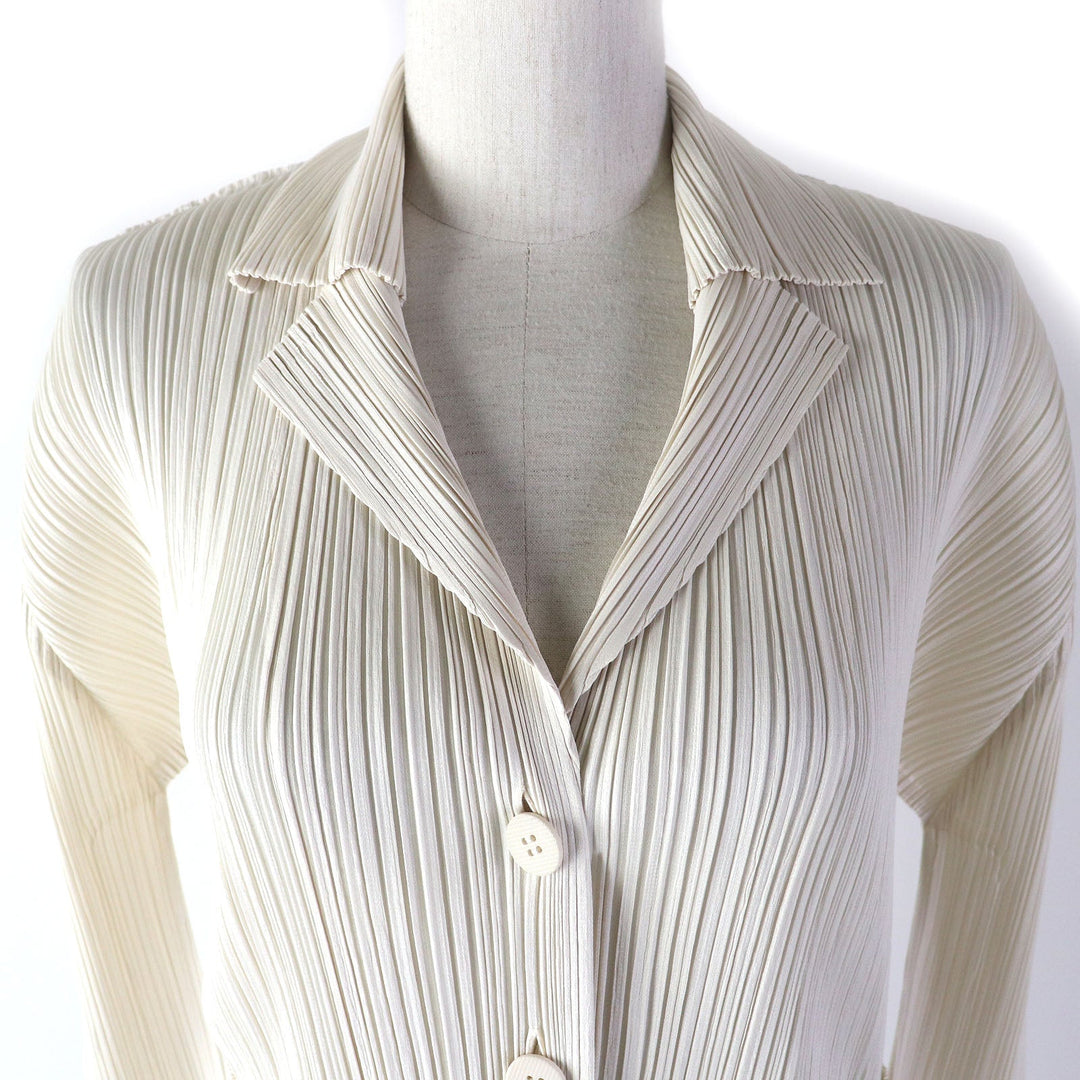 PLEATS PLEASE Jacket PP21-JD161 Main: 100% polyester Ivory Women 3 Used Authentic