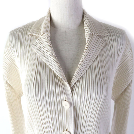 PLEATS PLEASE Jacket PP21-JD161 Main: 100% polyester Ivory Women 3 Used Authentic