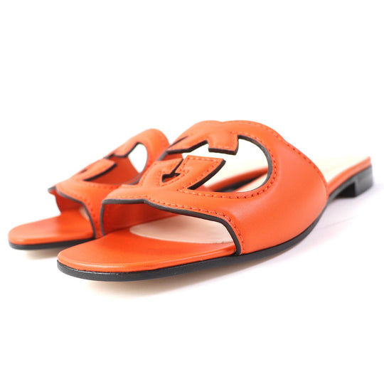 GUCCI Sandals 694451 Main: Leather Orange Women 36 Used Authentic