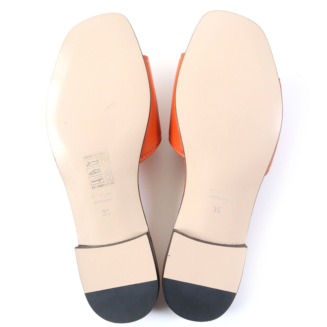GUCCI Sandals 694451 Main: Leather Orange Women 36 Used Authentic
