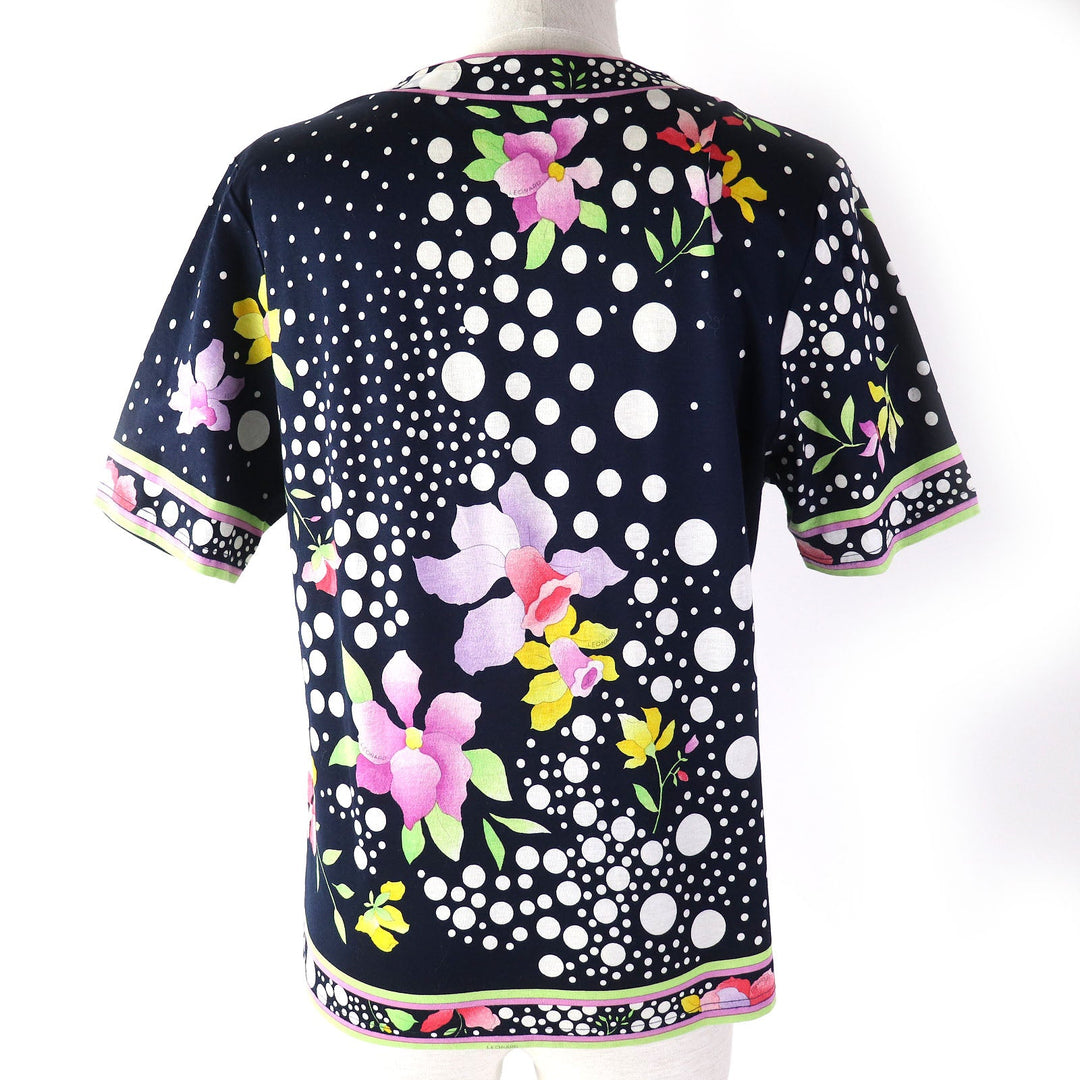 LEONARD FASHION Cut Main: 100% cotton Navy multi-color Women L Used Authentic