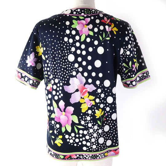 LEONARD FASHION Cut Main: 100% cotton Navy multi-color Women L Used Authentic