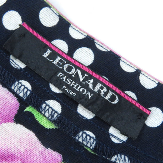 LEONARD FASHION Cut Main: 100% cotton Navy multi-color Women L Used Authentic
