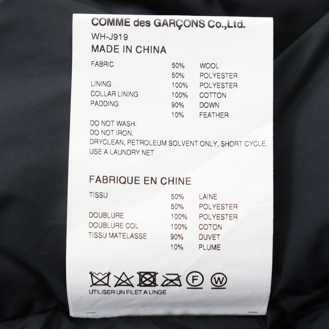 eYe COMME des GARCONS JUNYA WATANABE MAN Down jacket WH-J919 Outer: 50% wool, Outer: 50% polyester, Lining: 100% polyester, Filling: 90% down, Filling: 10% feather Gray black Wool Ester Toro Laminate mens L Used Authentic