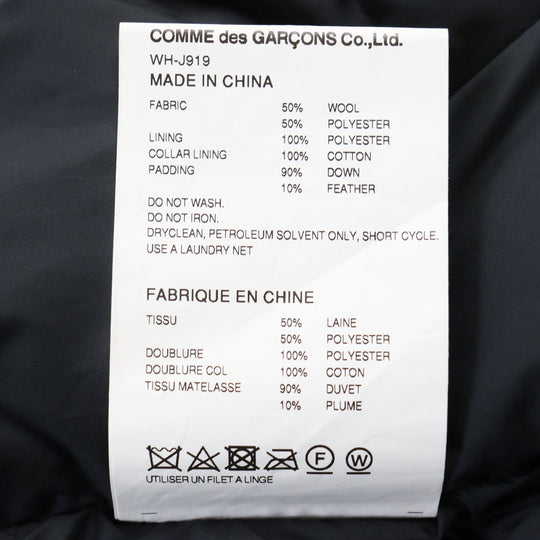eYe COMME des GARCONS JUNYA WATANABE MAN Down jacket WH-J919 Outer: 50% wool, Outer: 50% polyester, Lining: 100% polyester, Filling: 90% down, Filling: 10% feather Gray black Wool Ester Toro Laminate mens L Used Authentic