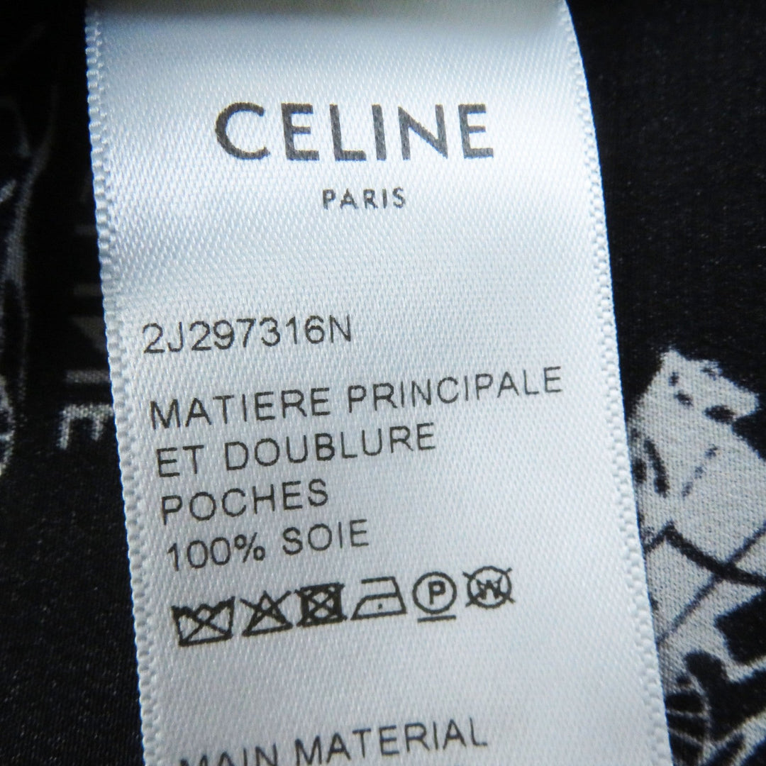 CELINE Long skirt 2J297316N Outer: 100% silk, Lining: , Lining (pocket): 100% silk Black White Women 36 Used Authentic