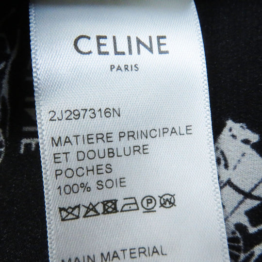 CELINE Long skirt 2J297316N Outer: 100% silk, Lining: , Lining (pocket): 100% silk Black White Women 36 Used Authentic