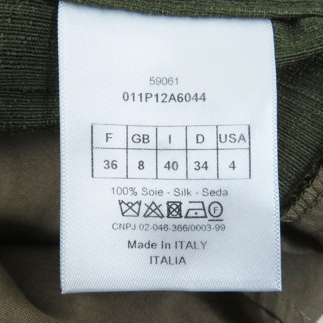 Christian Dior Wide pants 011P12A6044 Main: 100% silk khaki Women 40 Used Authentic