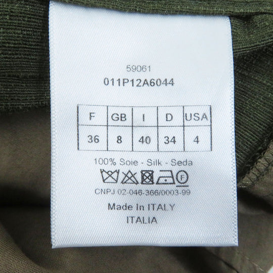 Christian Dior Wide pants 011P12A6044 Main: 100% silk khaki Women 40 Used Authentic