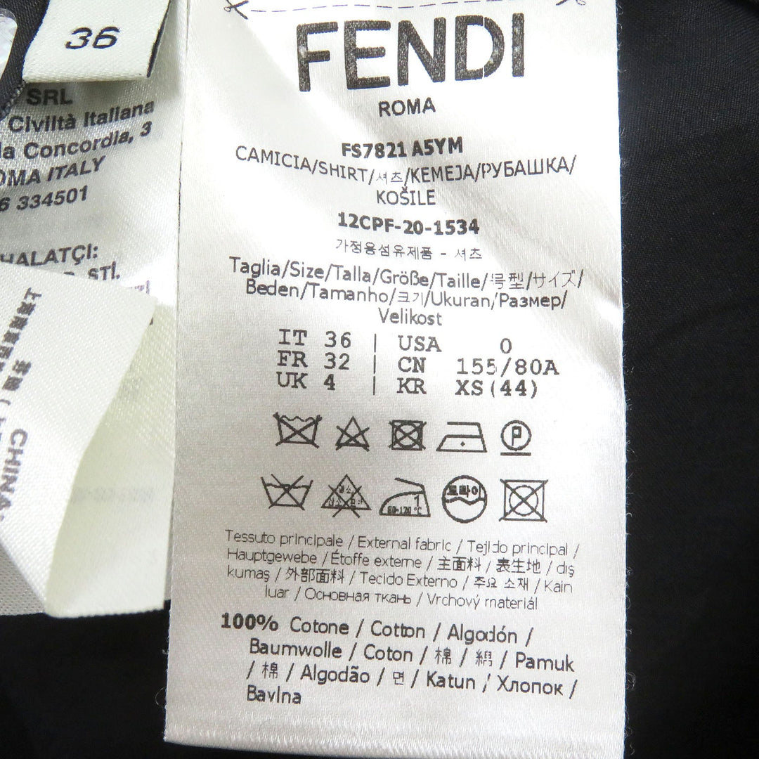 FENDI blouse FS7821 Main: 100% cotton black Women 36 Used Authentic