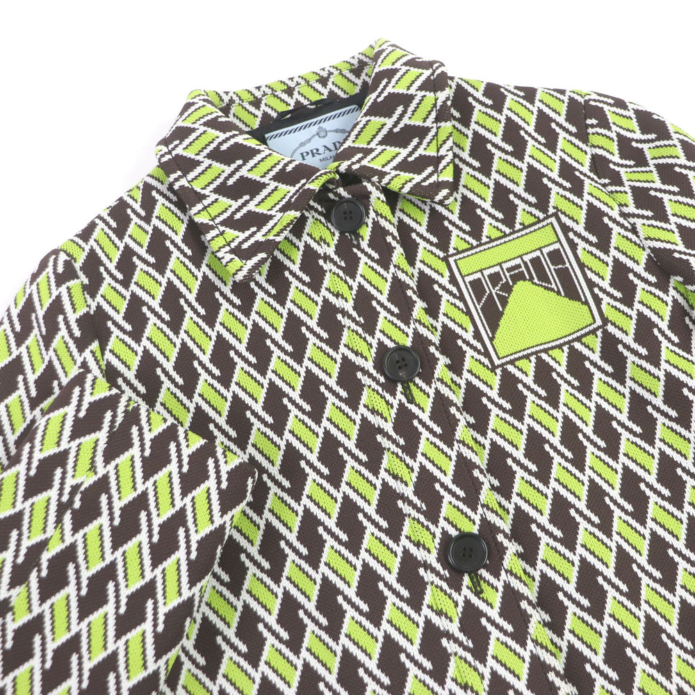 PRADA setup P567GI/P282BH Main: 100% polyester, Lining: 100% rayon Green Brown type Women 38 Used Authentic