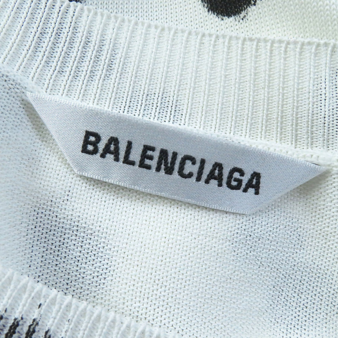 BALENCIAGA knit 683308 Main: 96% rayon, 3% nylon, 1% polyurethane White black Women S Used Authentic