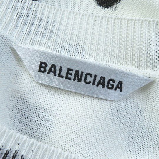 BALENCIAGA knit 683308 Main: 96% rayon, 3% nylon, 1% polyurethane White black Women S Used Authentic