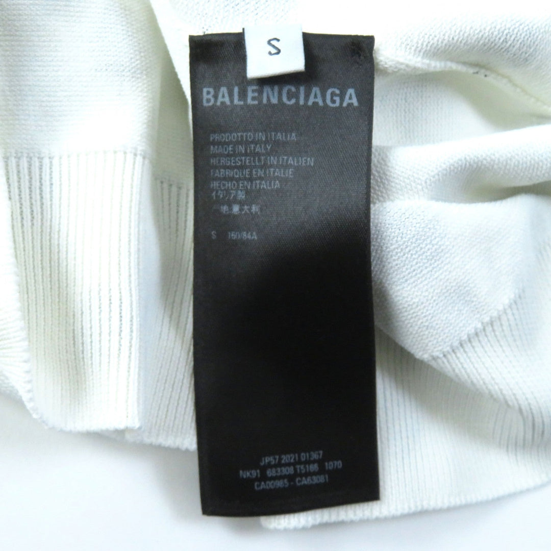 BALENCIAGA knit 683308 Main: 96% rayon, 3% nylon, 1% polyurethane White black Women S Used Authentic