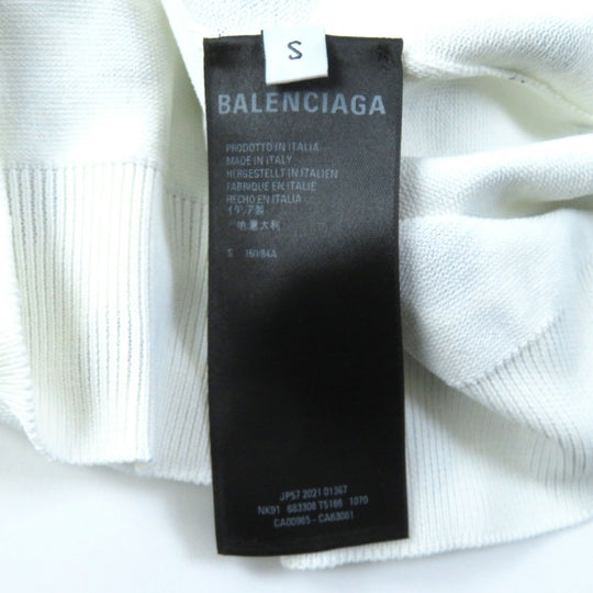 BALENCIAGA knit 683308 Main: 96% rayon, 3% nylon, 1% polyurethane White black Women S Used Authentic