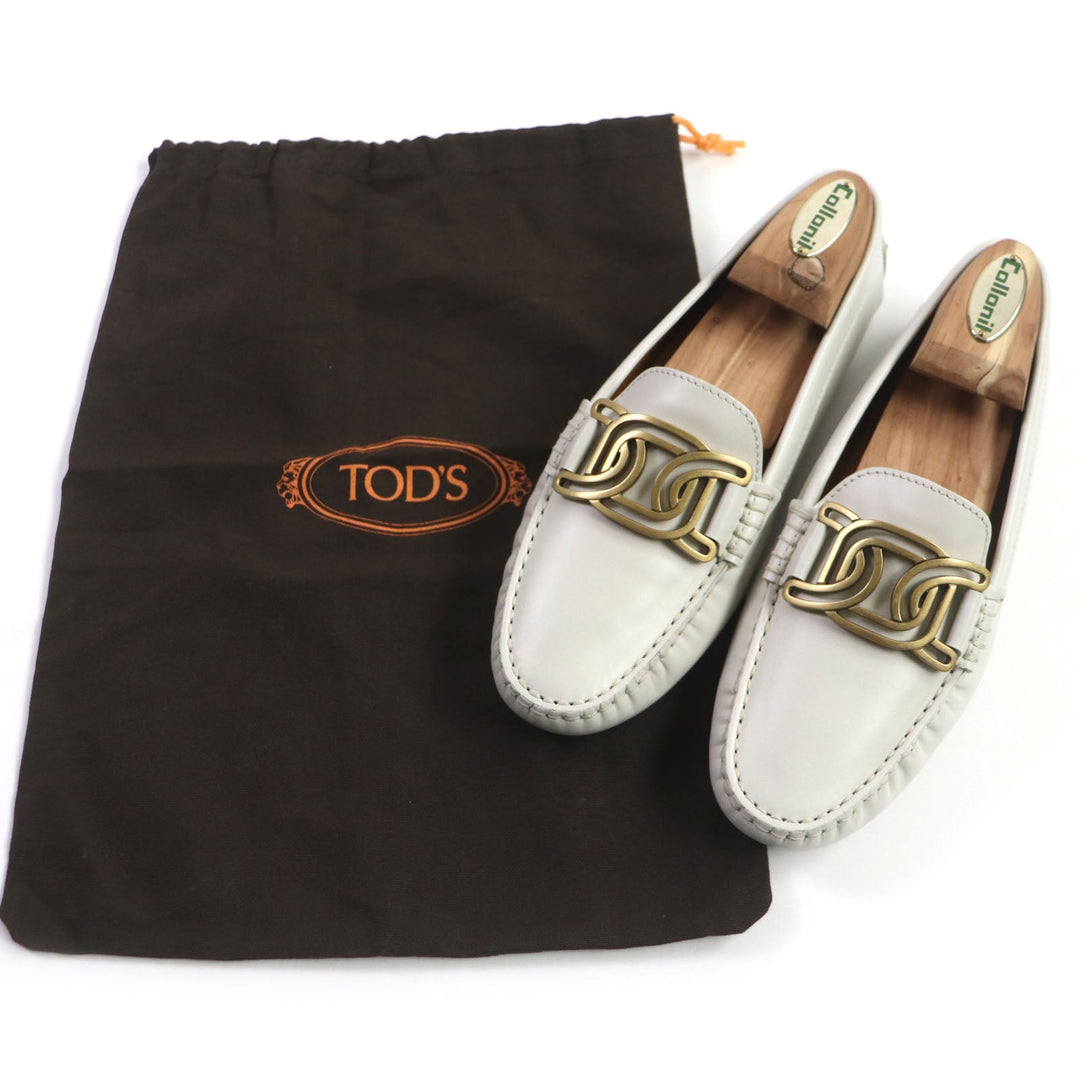 TOD�fS loafers Main: Leather Light gray Gommi-Nicate Women 35.5 Used Authentic