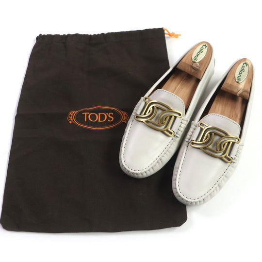 TOD�fS loafers Main: Leather Light gray Gommi-Nicate Women 35.5 Used Authentic