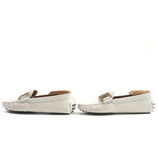 TOD�fS loafers Main: Leather Light gray Gommi-Nicate Women 35.5 Used Authentic