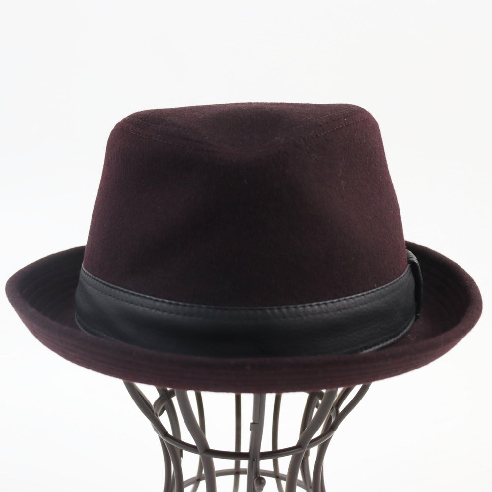 HERMES hat Main: 100% cashmere, Lining: 100% acetate, Part: deerskin Bordeaux Black mens 58 Used Authentic