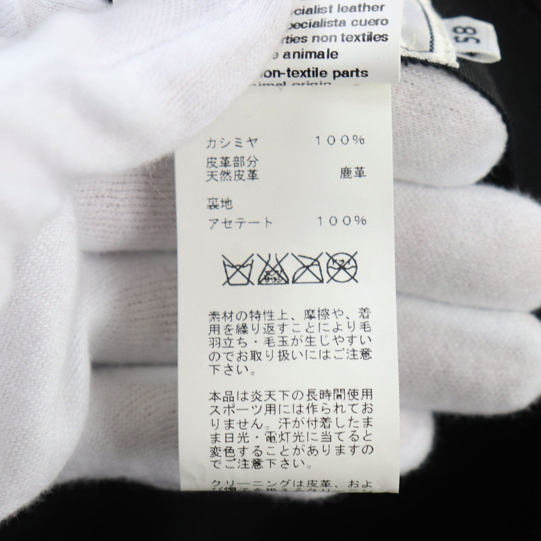 HERMES hat Main: 100% cashmere, Lining: 100% acetate, Part: deerskin Bordeaux Black mens 58 Used Authentic