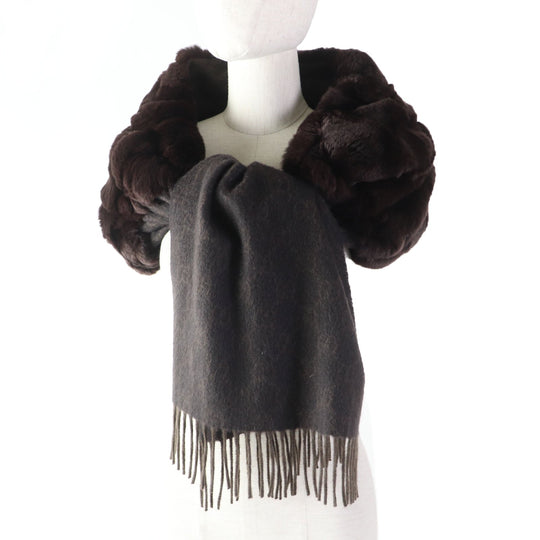 GUCCI Stall Main: 100% cashmere, Fur: 100% lapin Brown Women Used Authentic