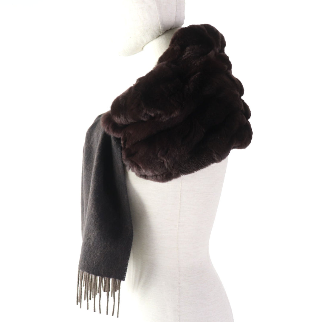GUCCI Stall Main: 100% cashmere, Fur: 100% lapin Brown Women Used Authentic