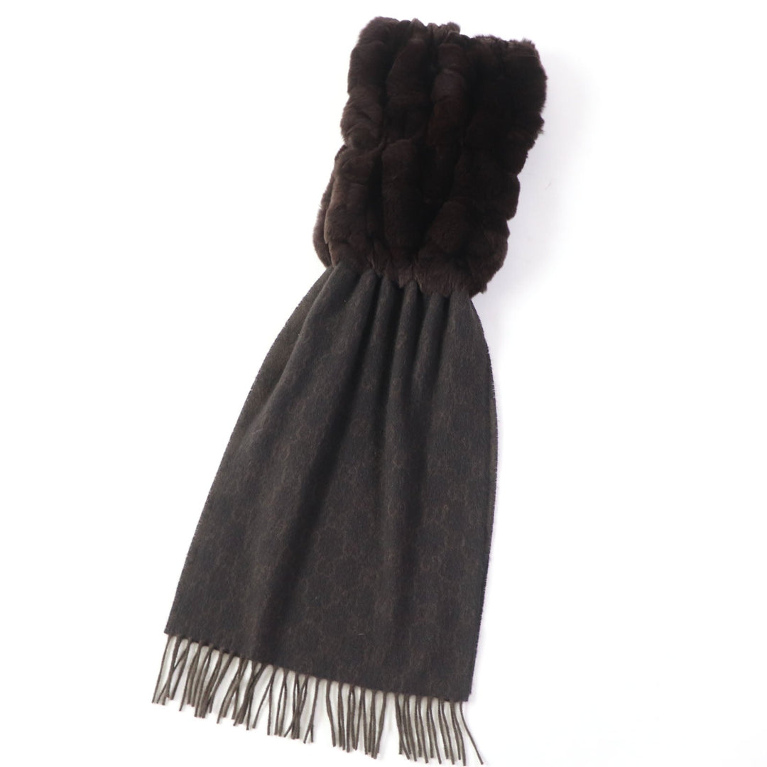 GUCCI Stall Main: 100% cashmere, Fur: 100% lapin Brown Women Used Authentic