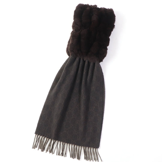 GUCCI Stall Main: 100% cashmere, Fur: 100% lapin Brown Women Used Authentic