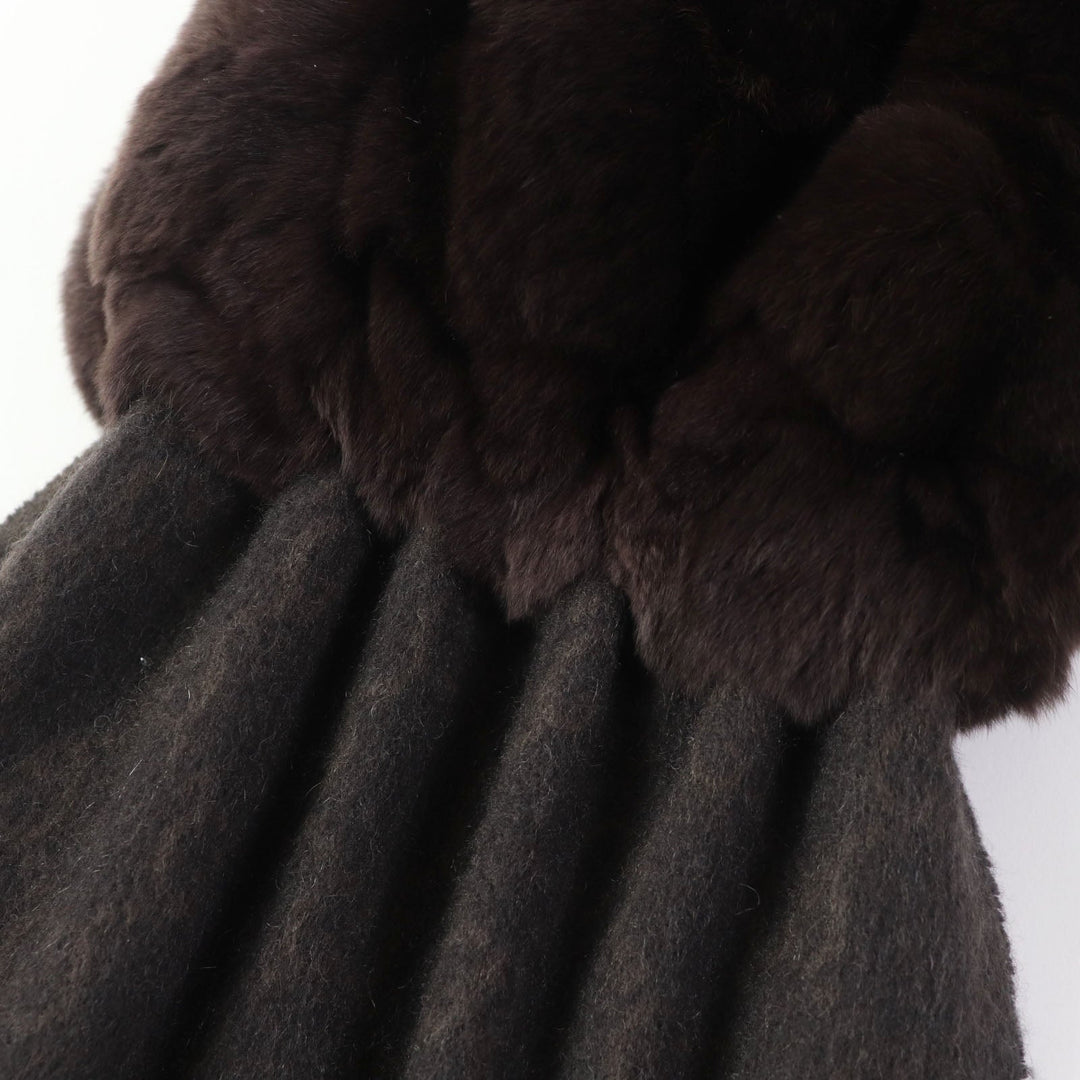 GUCCI Stall Main: 100% cashmere, Fur: 100% lapin Brown Women Used Authentic