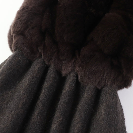 GUCCI Stall Main: 100% cashmere, Fur: 100% lapin Brown Women Used Authentic