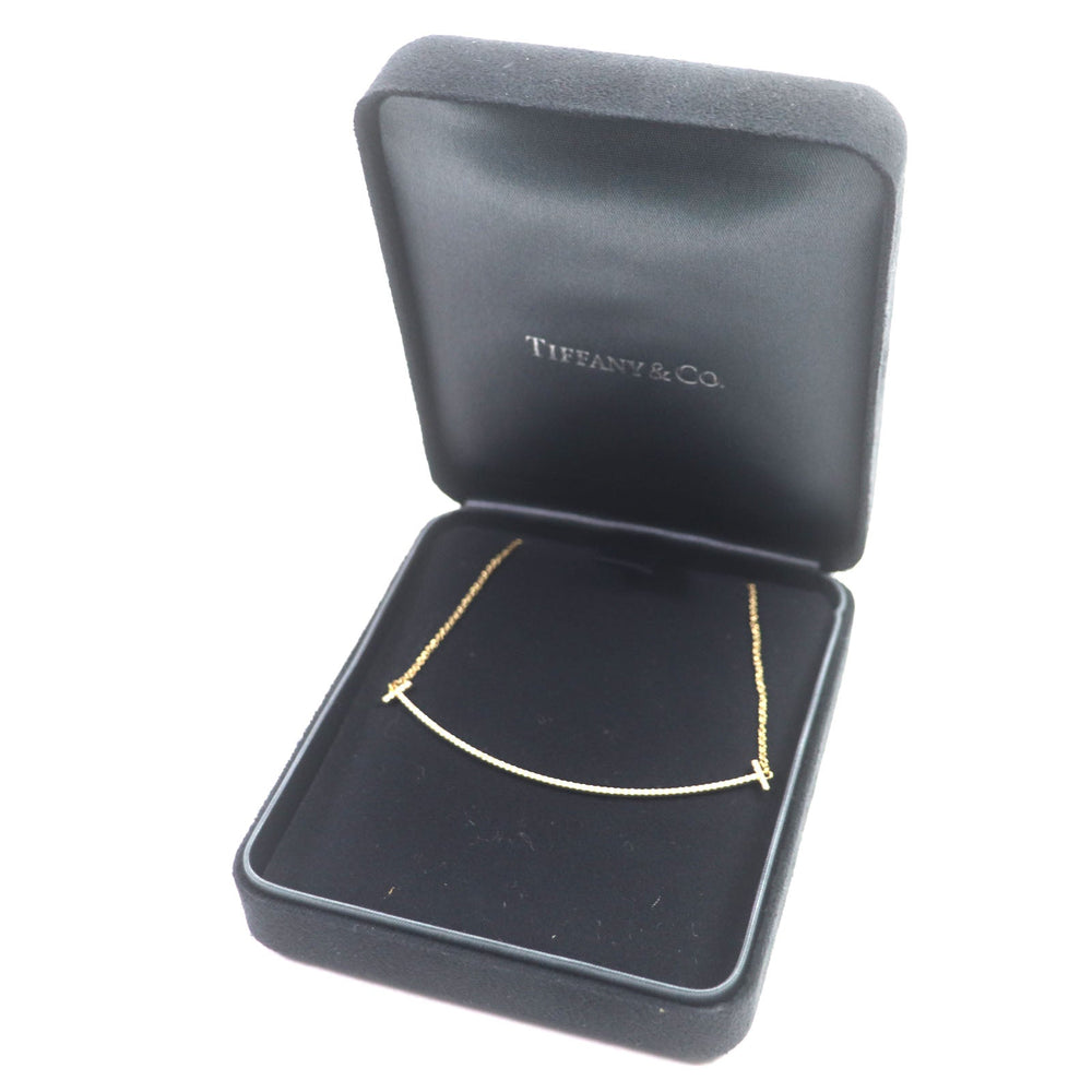 TIFFANY&Co. Necklace Main: AU750, Part: Diamond gold T Smile Women Used Authentic