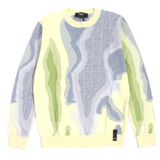 FENDI knit FZX039 Main: 68% cotton, Main: 32% nylon Yellow multicolor mens 46 Used Authentic