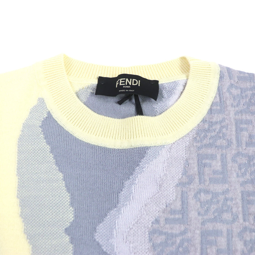 FENDI knit FZX039 Main: 68% cotton, Main: 32% nylon Yellow multicolor mens 46 Used Authentic