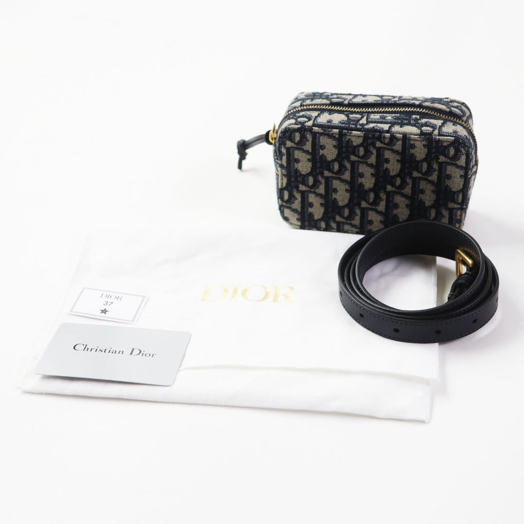 Christian Dior Waist bag Main: Canvas, Part: Leather Navy beige Oblique Women Used Authentic
