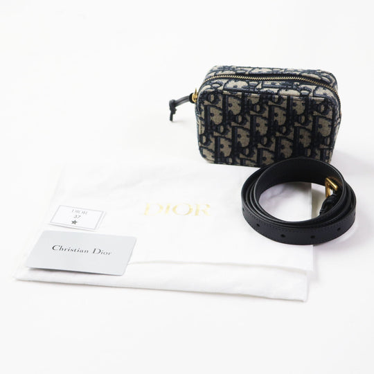 Christian Dior Waist bag Main: Canvas, Part: Leather Navy beige Oblique Women Used Authentic