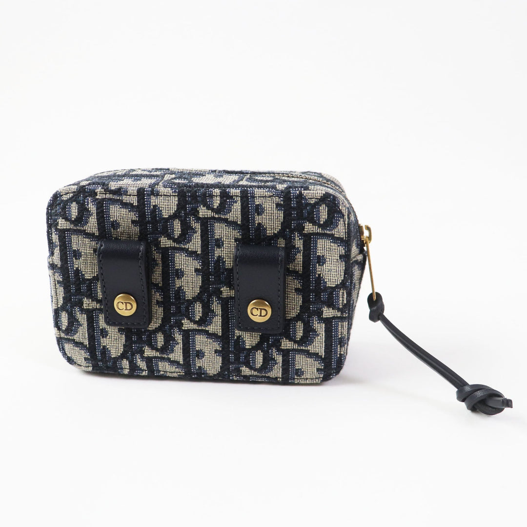 Christian Dior Waist bag Main: Canvas, Part: Leather Navy beige Oblique Women Used Authentic
