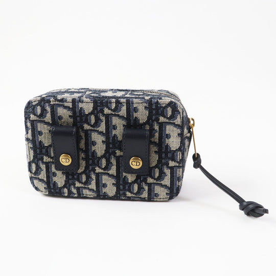 Christian Dior Waist bag Main: Canvas, Part: Leather Navy beige Oblique Women Used Authentic