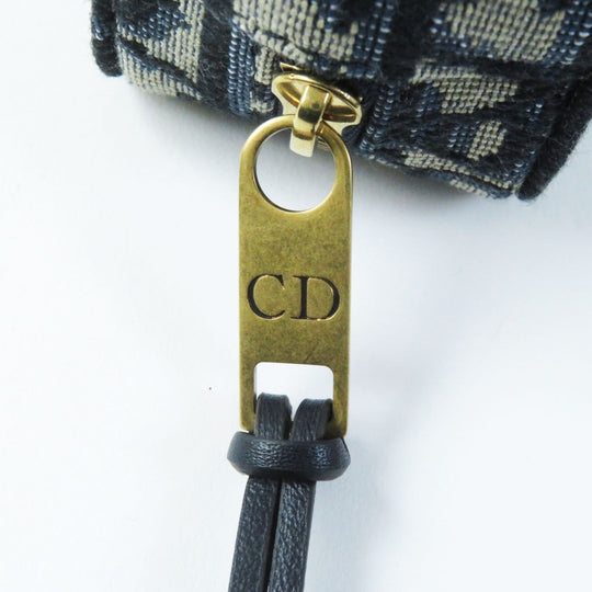 Christian Dior Waist bag Main: Canvas, Part: Leather Navy beige Oblique Women Used Authentic