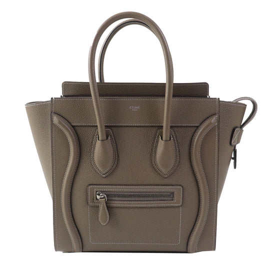 CELINE Handbag 18979 Drummed calfskin Suri (Greige) Luggage micro shopper Women Used Authentic