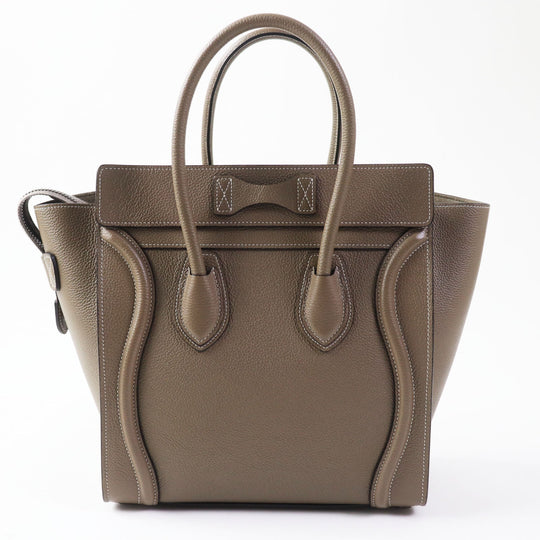 CELINE Handbag 18979 Drummed calfskin Suri (Greige) Luggage micro shopper Women Used Authentic