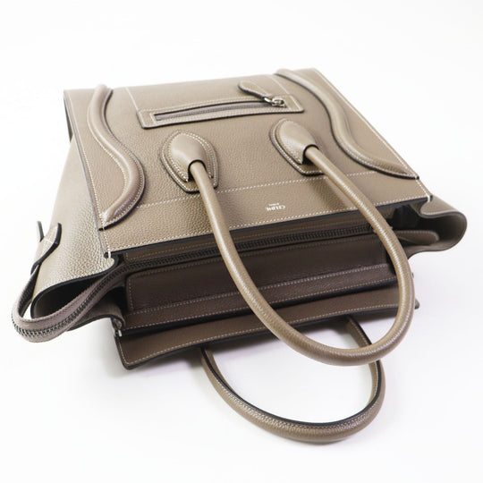 CELINE Handbag 18979 Drummed calfskin Suri (Greige) Luggage micro shopper Women Used Authentic