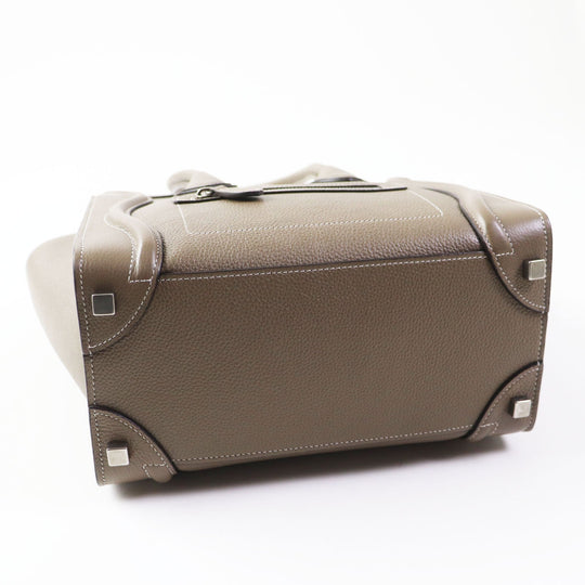 CELINE Handbag 18979 Drummed calfskin Suri (Greige) Luggage micro shopper Women Used Authentic