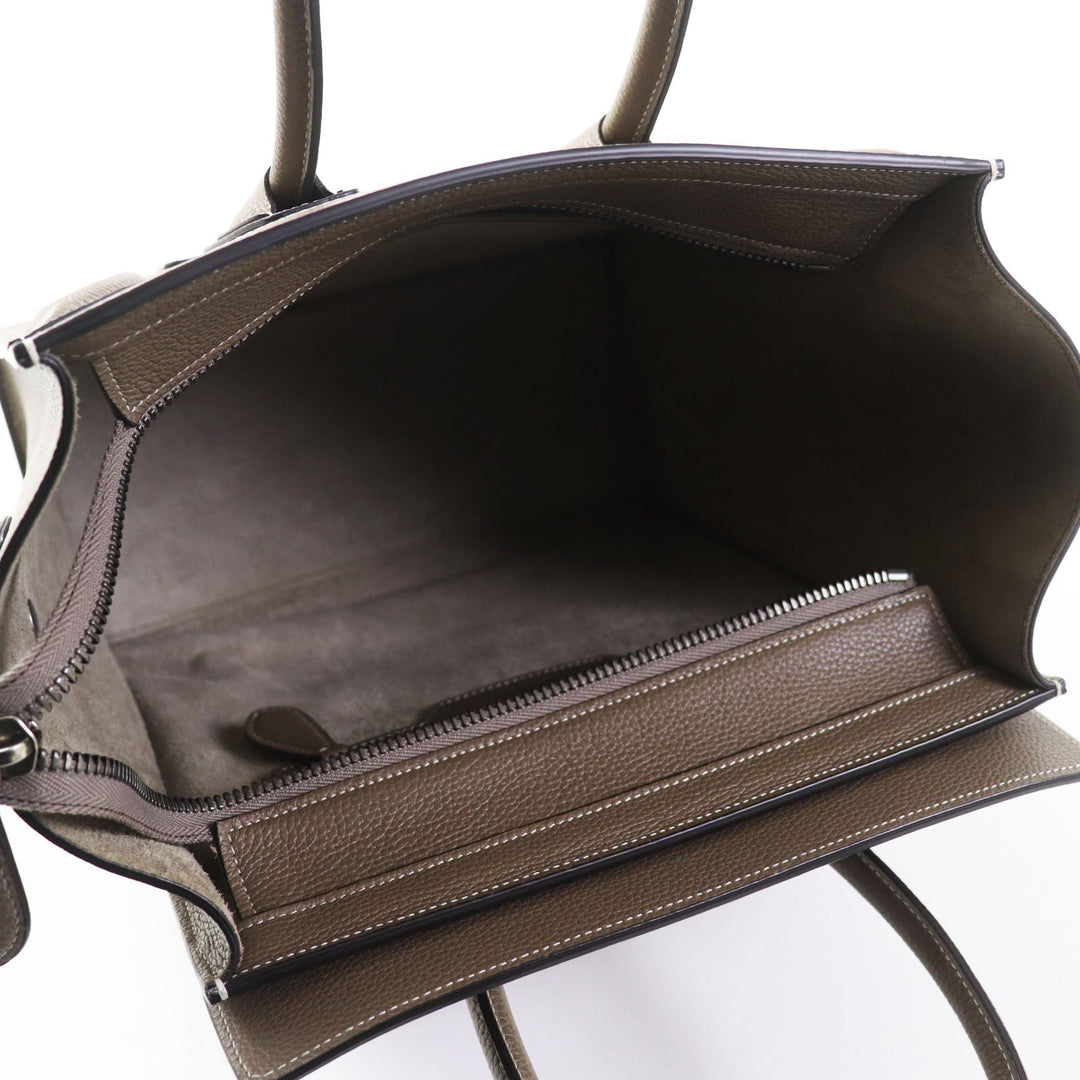 CELINE Handbag 18979 Drummed calfskin Suri (Greige) Luggage micro shopper Women Used Authentic