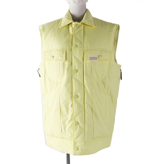 LOUIS VUITTON Down vest Outer: 100% cotton, Lining: 75% polyester, Lining: 25% acrylic, Filling: 90% down, Filling: 10% feather, Part: PVC Light yellow Women 34 Used Authentic