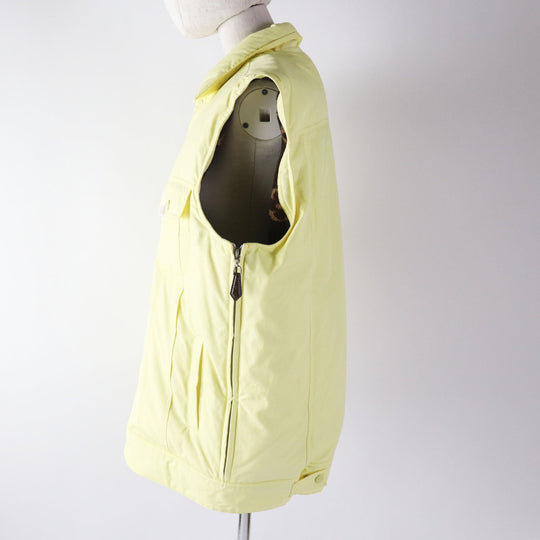 LOUIS VUITTON Down vest Outer: 100% cotton, Lining: 75% polyester, Lining: 25% acrylic, Filling: 90% down, Filling: 10% feather, Part: PVC Light yellow Women 34 Used Authentic